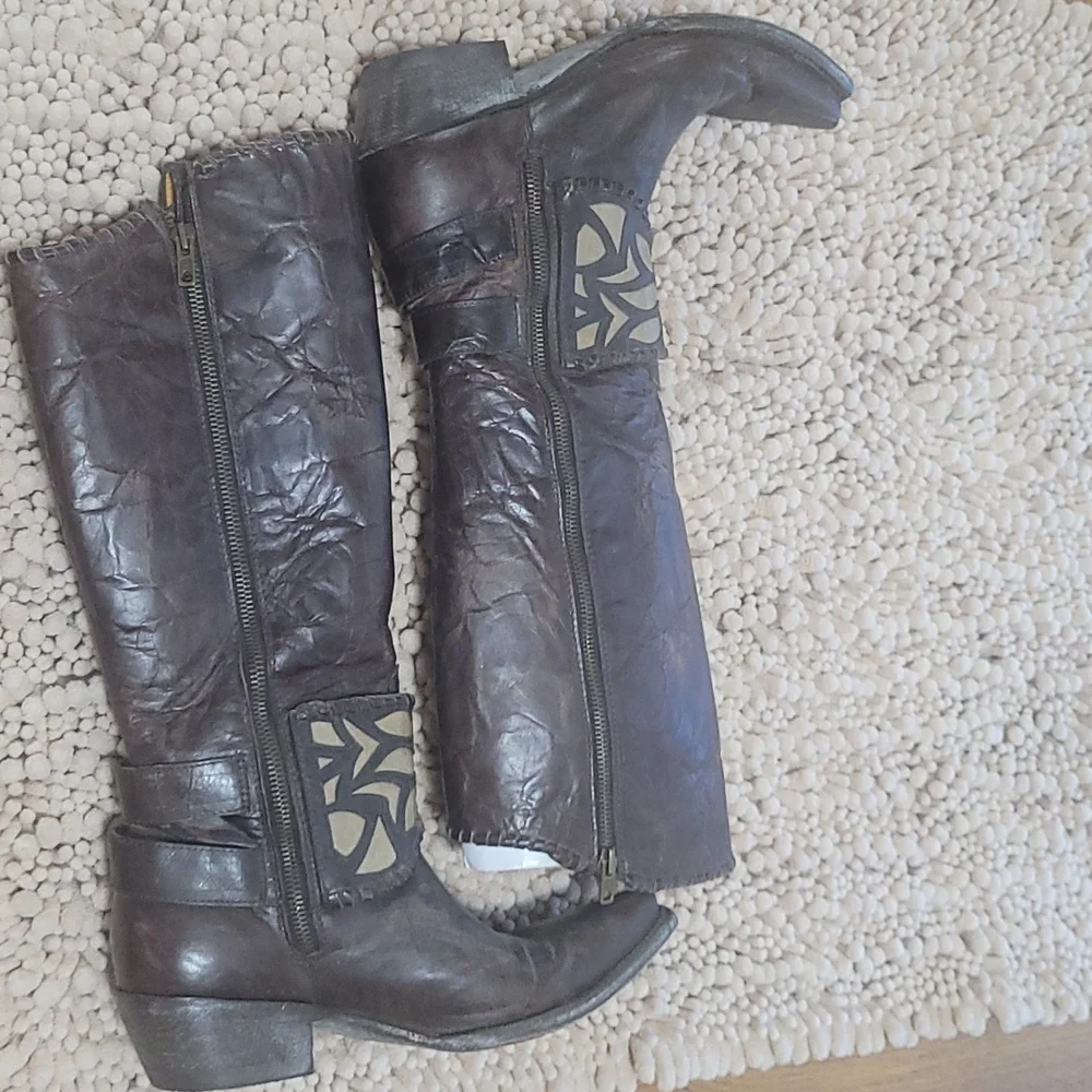 Old Gringo 7 1/2 B Distressed walking heel knee Boots - Picture 5 of 16
